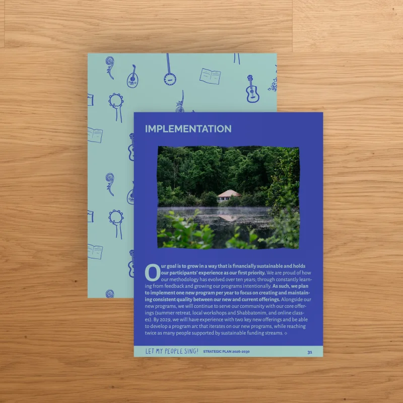 Implementation page over the patterned back cover